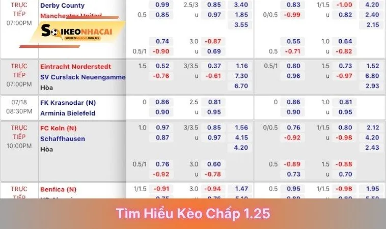 Tìm hiểu kèo chấp 1.25